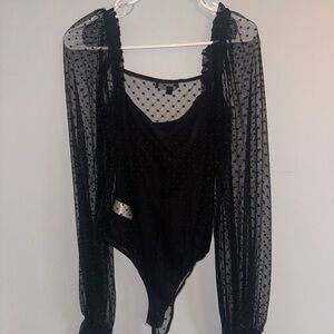Women’s black bodysuit from Lulus.